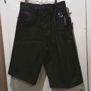 Coogi Shorts Jeans Black Denim Embroidered Logo